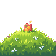 A juice box standing on a grassy pixel-art hill